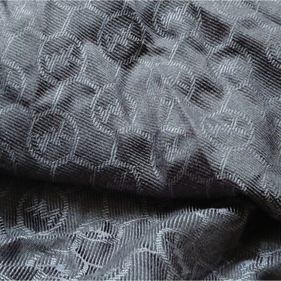 MICHAEL MICHAEL KORS Jet Set Logo Monogram Jacquard Long Scarf Wrap Silver Gray - Picture 6 of 9